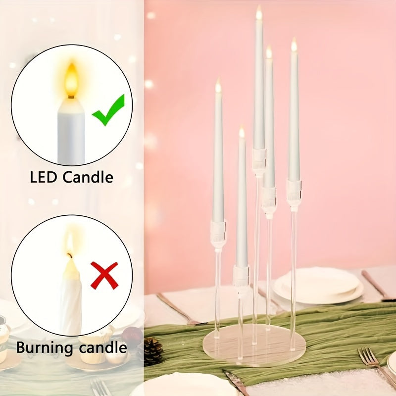 Set of 1/2/10 Acrylic Candle Holders with 5 Arms, Transparent Centerpieces for Wedding And Dining Table Decor, Suitable for Wedding And Party Decorations.