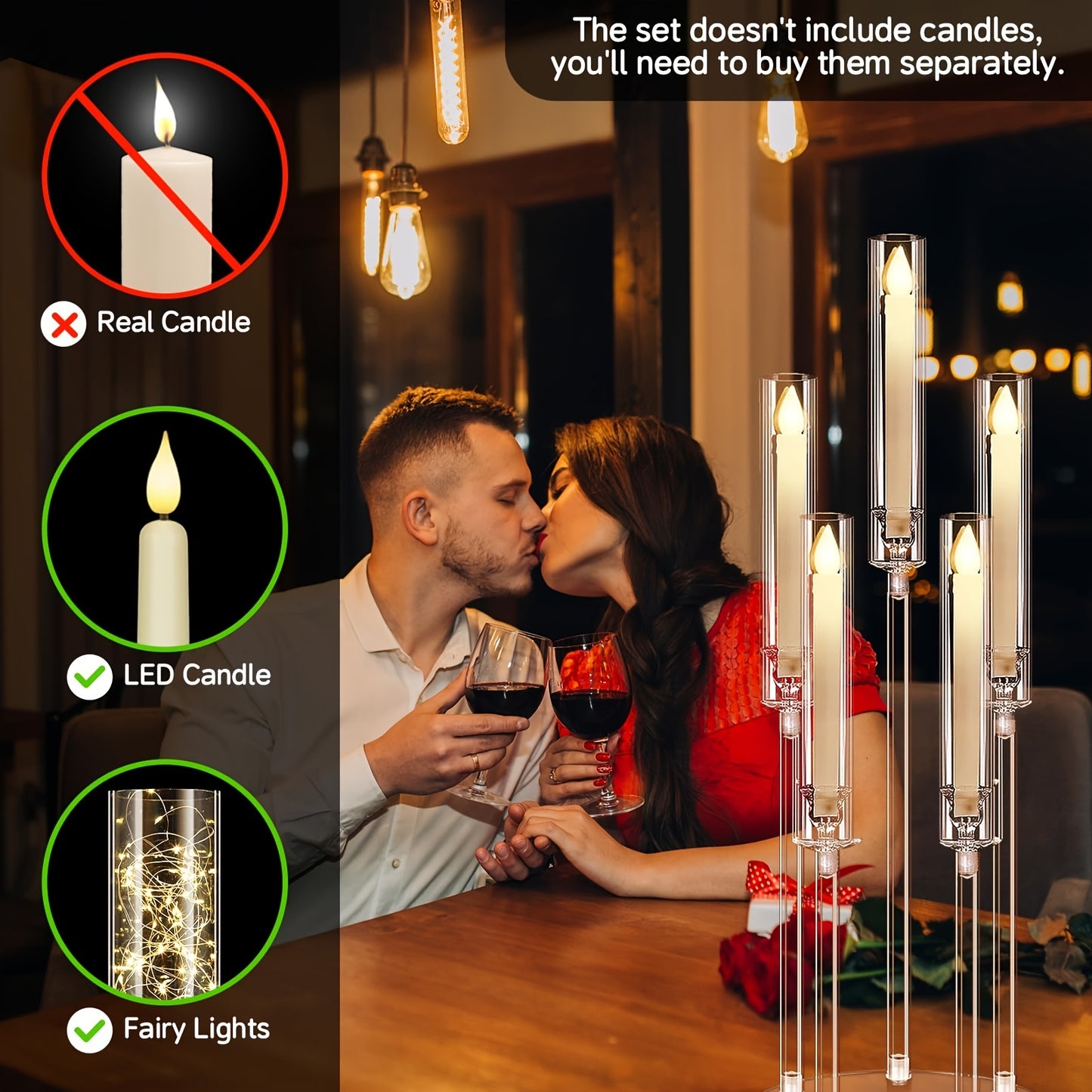 1pc Acrylic Candle Holder with 5 Armbs - Modern Tabletop Centerpiece for Weddings, Parties, Anniversaries & Holiday Decor