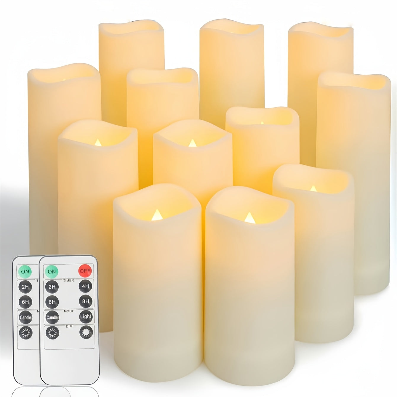 12-Pack Flameless LED Candles with Remote, Timer (2/4/6/8hr), Flickering Effect,