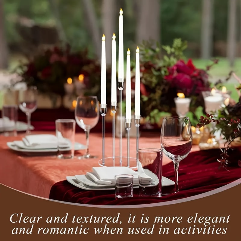 Set of 1/2/10 Acrylic Candle Holders with 5 Arms, Transparent Centerpieces for Wedding And Dining Table Decor, Suitable for Wedding And Party Decorations.