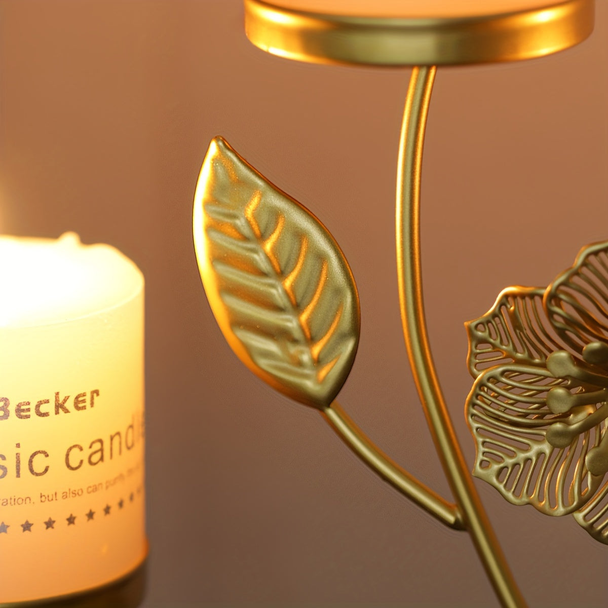 1pc Elegant Golden Metal Candle Holder, Creative Tabletop Decorative Candle Stand for Home, Dining