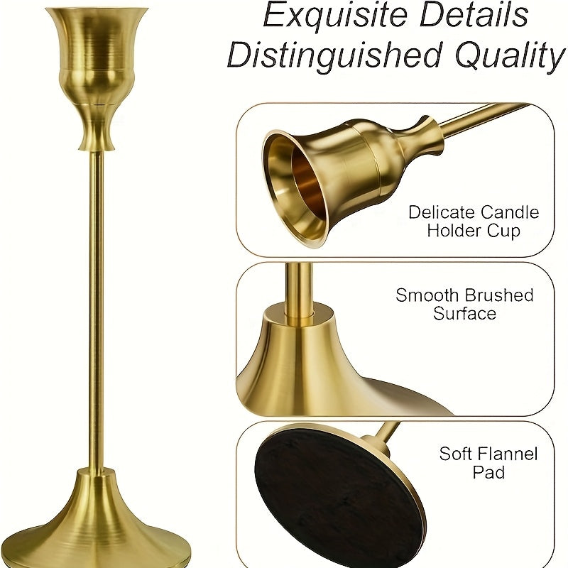 30pcs Elegant Golden Candle Holders, Taper Candles, Antique Brass Candlesticks Suitable for Birthday, Wedding, Fireplace Party Dining Home Anniversary Decorations