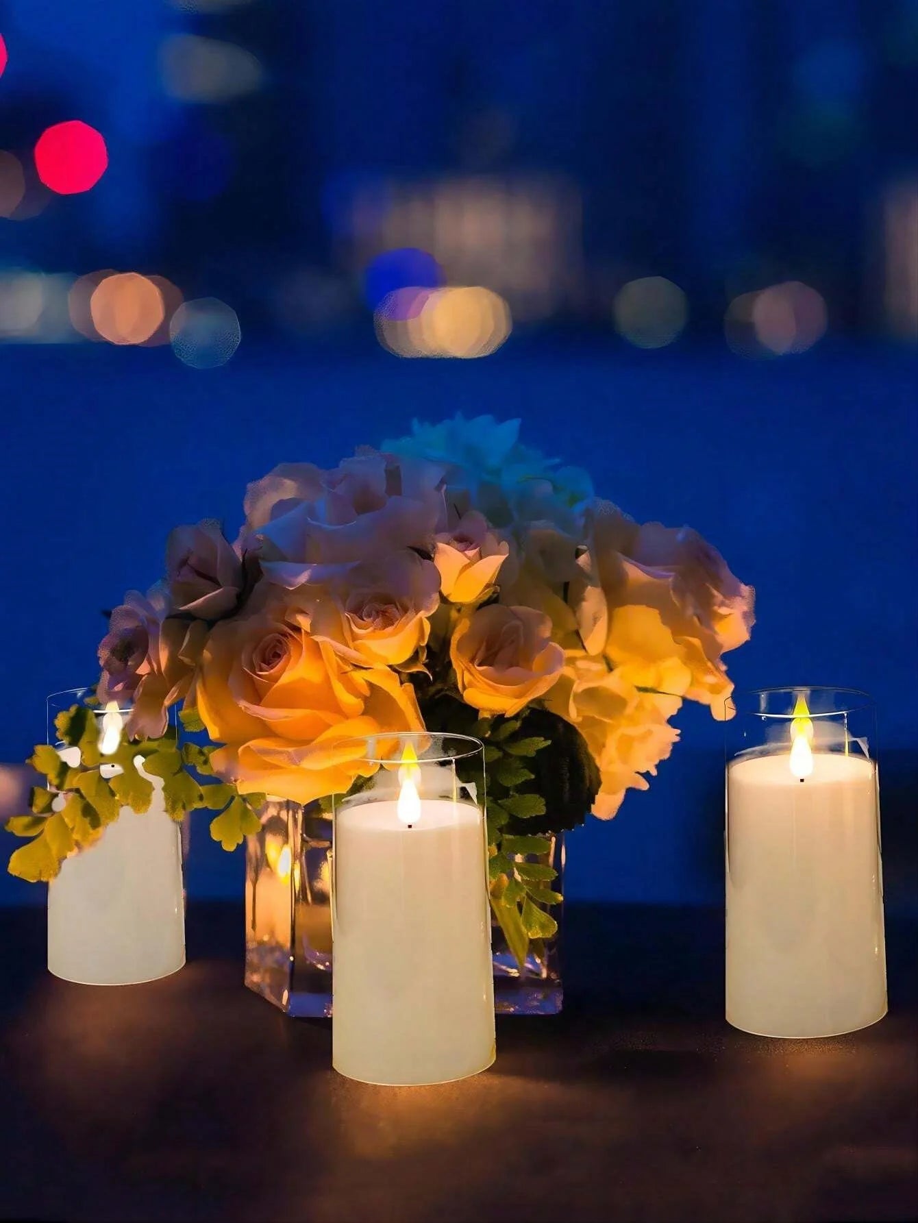1/3/6Pcs Led Flameless Electric Candles Lamp Acrylic Glass Battery Flickering Fake Tealight Candle Bulk For Wedding Christmas