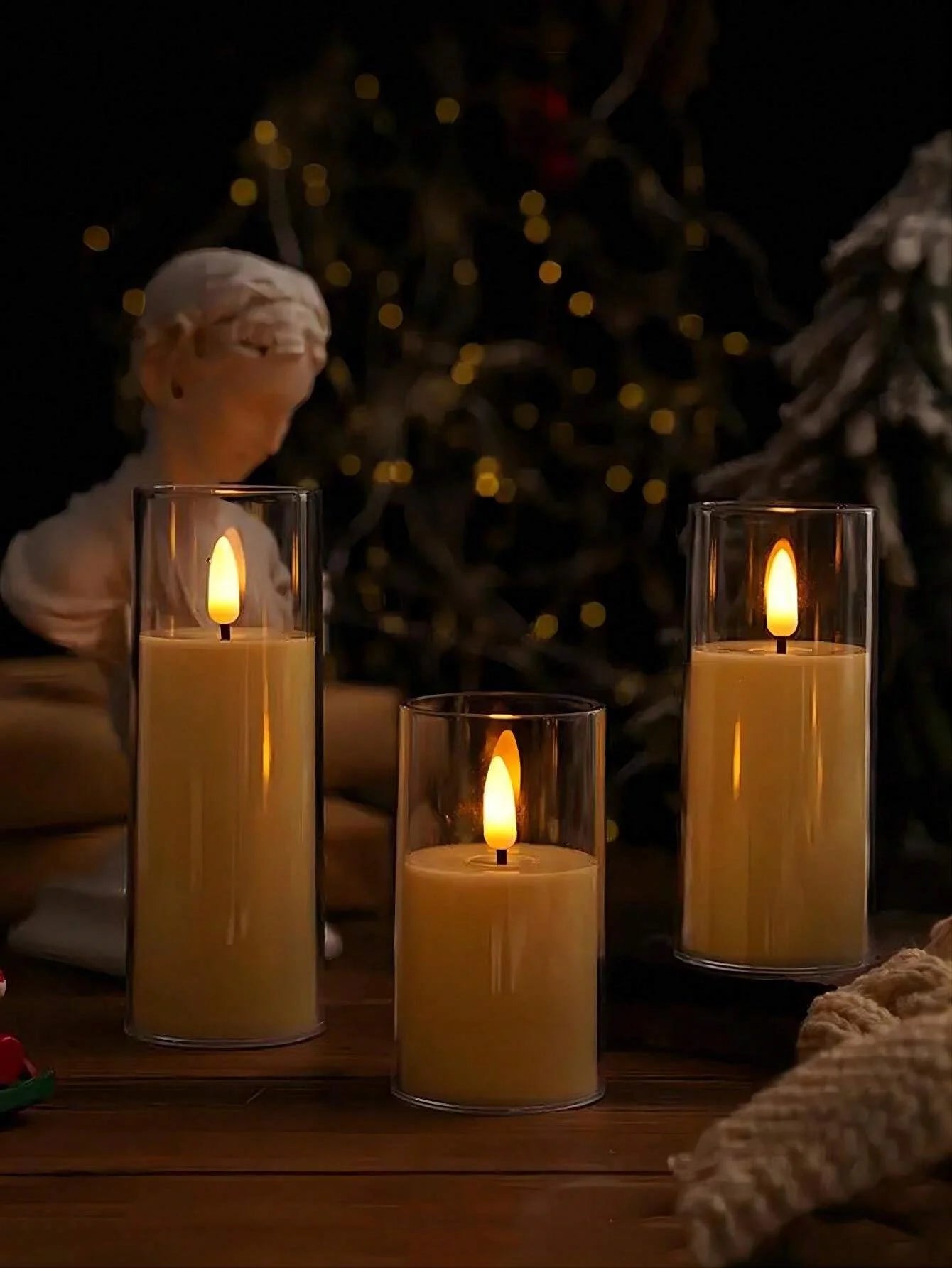 1/3/6Pcs Led Flameless Electric Candles Lamp Acrylic Glass Battery Flickering Fake Tealight Candle Bulk For Wedding Christmas