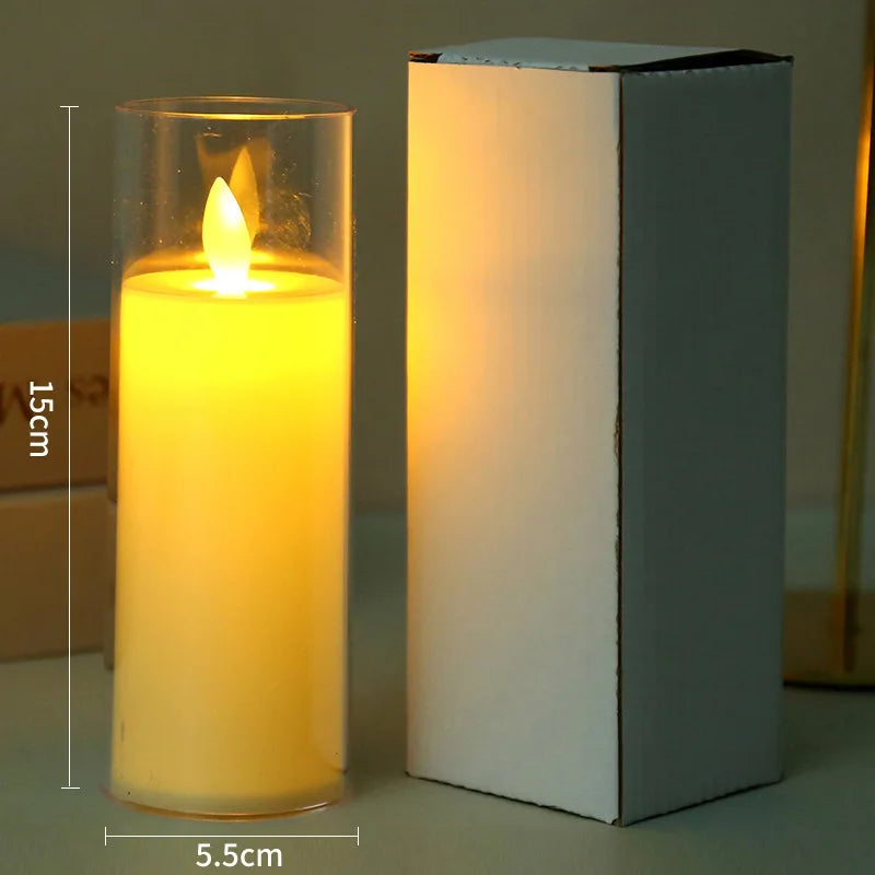 1/3/6Pcs Led Flameless Electric Candles Lamp Acrylic Glass Battery Flickering Fake Tealight Candle Bulk For Wedding Christmas