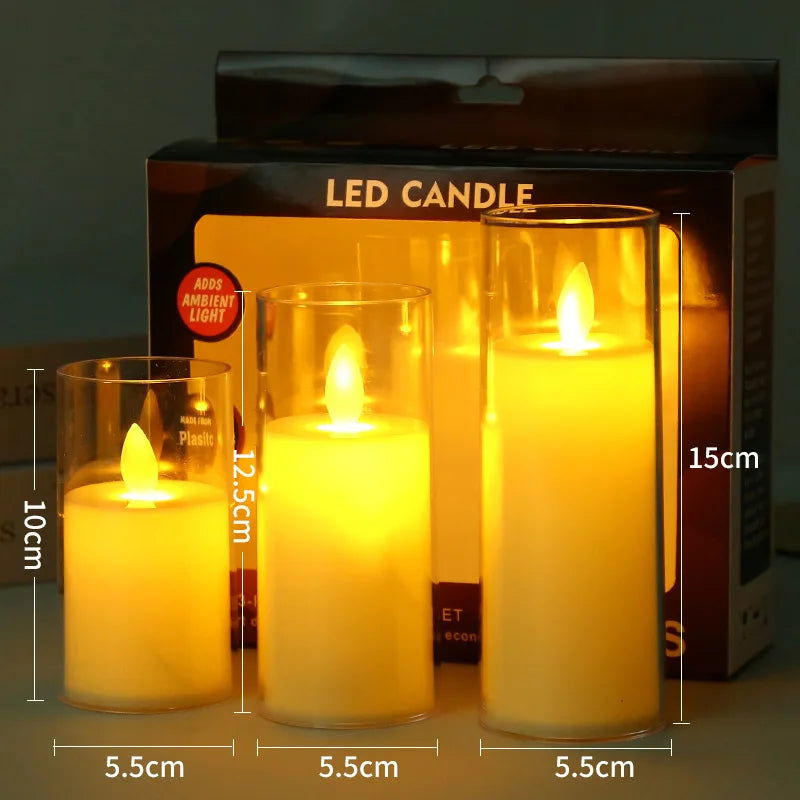 1/3/6Pcs Led Flameless Electric Candles Lamp Acrylic Glass Battery Flickering Fake Tealight Candle Bulk For Wedding Christmas