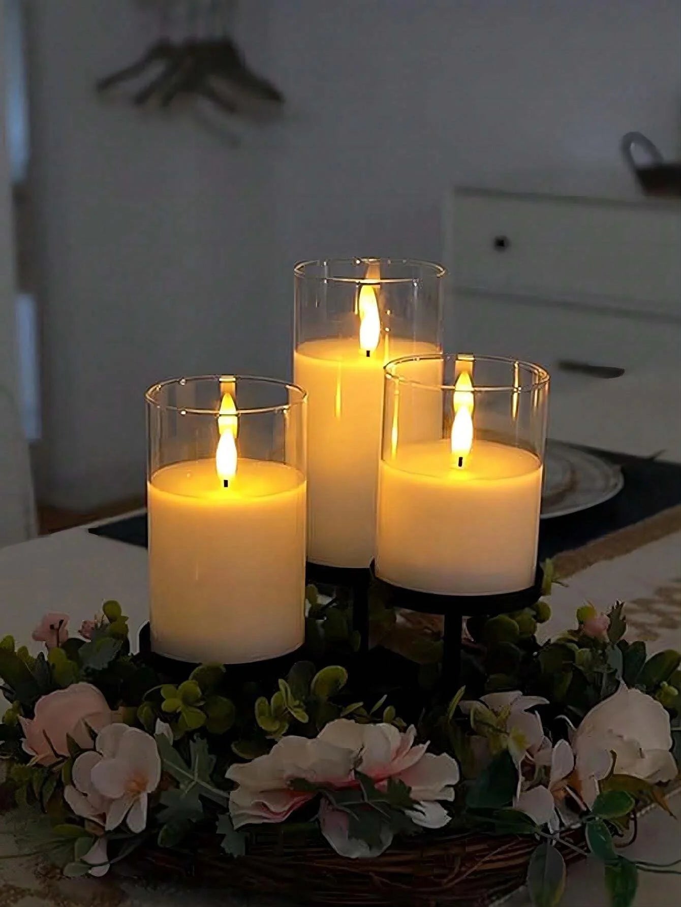 1/3/6Pcs Led Flameless Electric Candles Lamp Acrylic Glass Battery Flickering Fake Tealight Candle Bulk For Wedding Christmas
