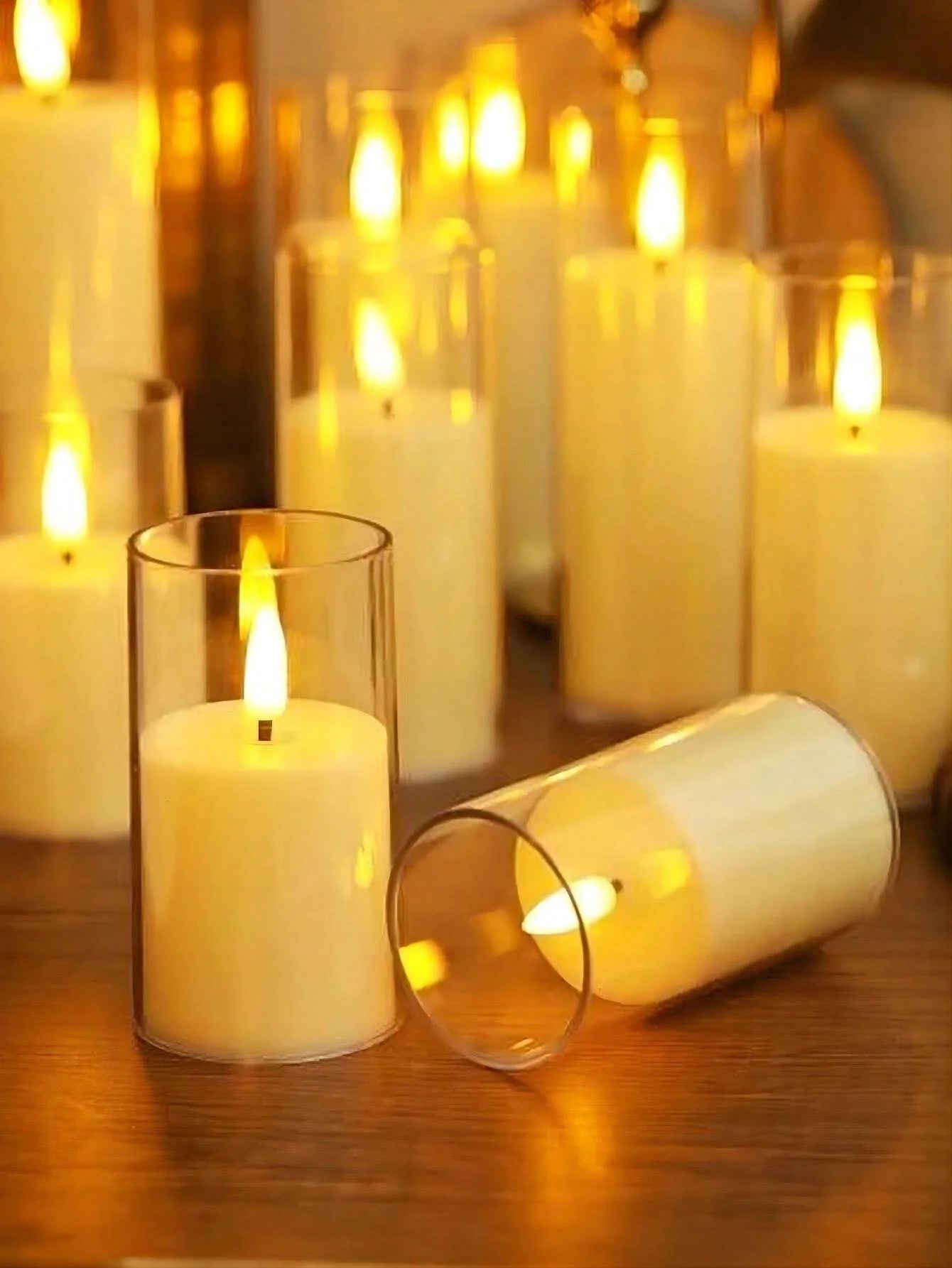 1/3/6Pcs Led Flameless Electric Candles Lamp Acrylic Glass Battery Flickering Fake Tealight Candle Bulk For Wedding Christmas