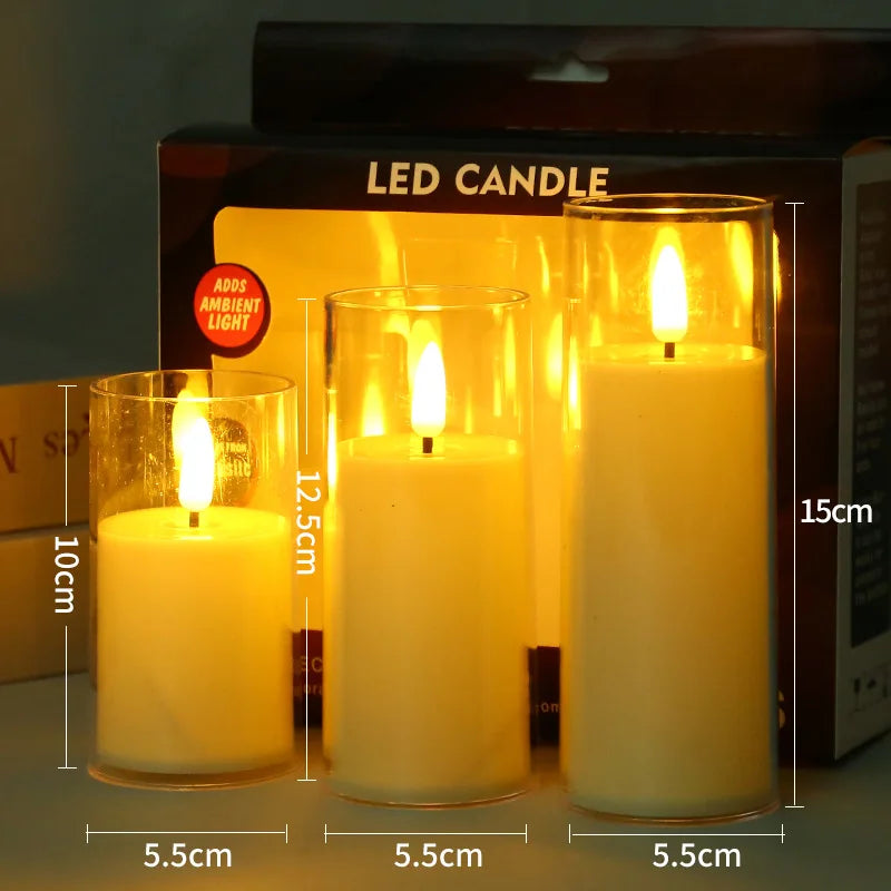 1/3/6Pcs Led Flameless Electric Candles Lamp Acrylic Glass Battery Flickering Fake Tealight Candle Bulk For Wedding Christmas
