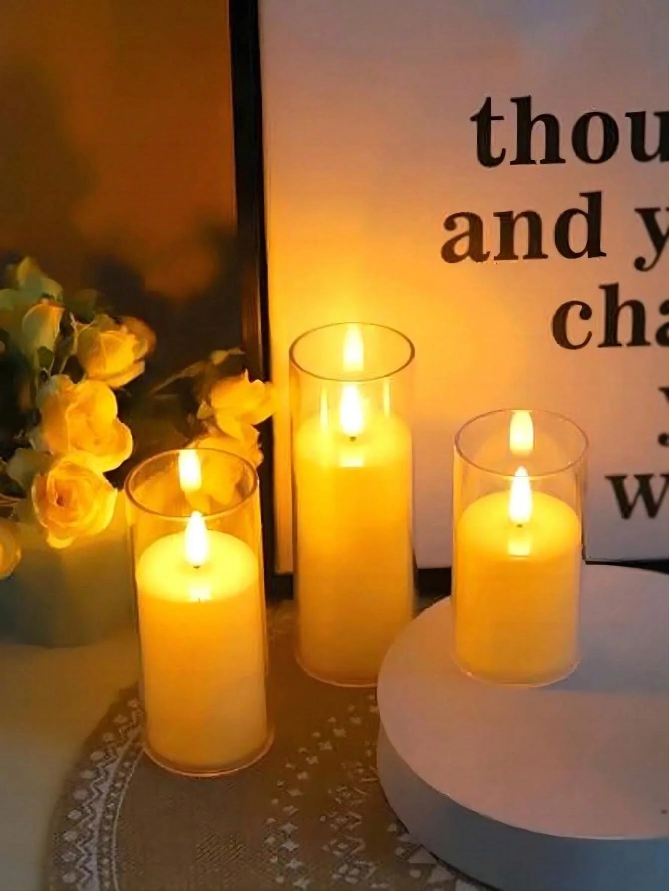 1/3/6Pcs Led Flameless Electric Candles Lamp Acrylic Glass Battery Flickering Fake Tealight Candle Bulk For Wedding Christmas