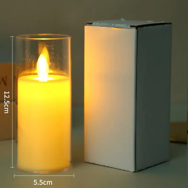 1/3/6Pcs Led Flameless Electric Candles Lamp Acrylic Glass Battery Flickering Fake Tealight Candle Bulk For Wedding Christmas
