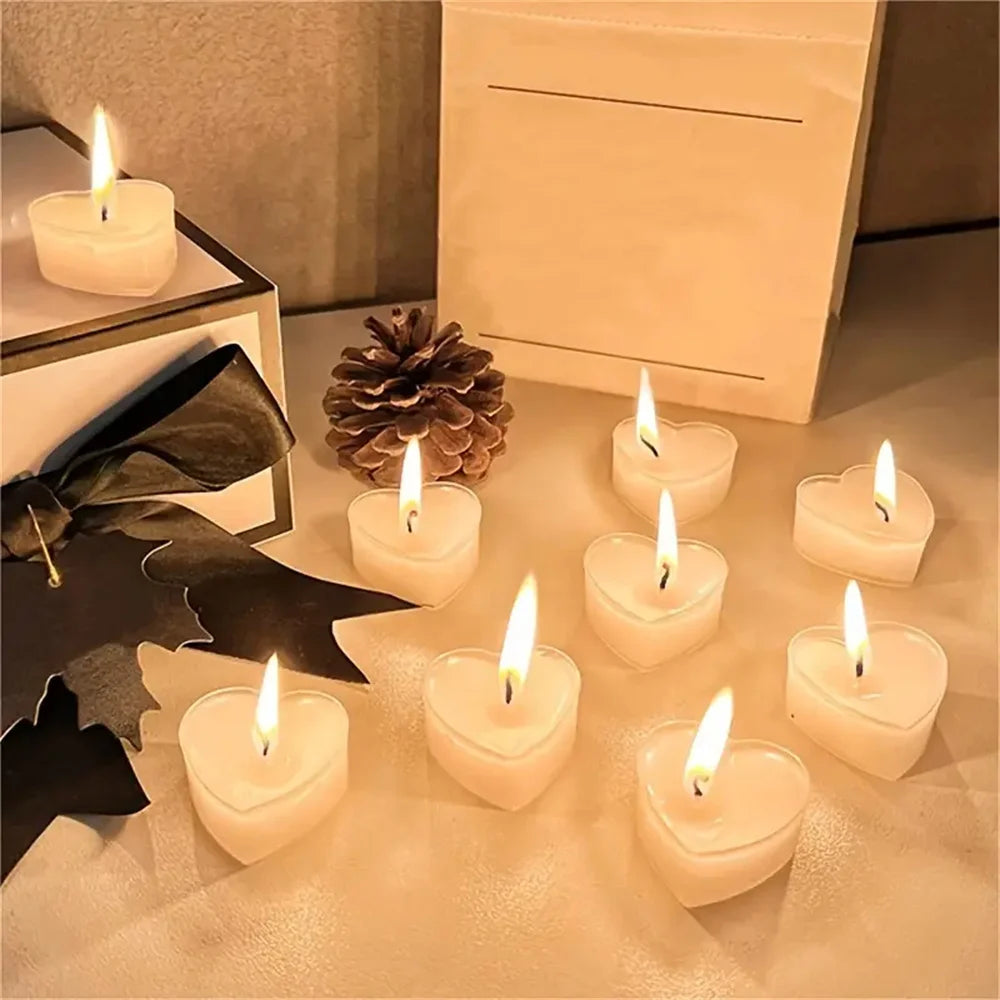 9pcs Heart-Shaped Scented Tea Candles Set