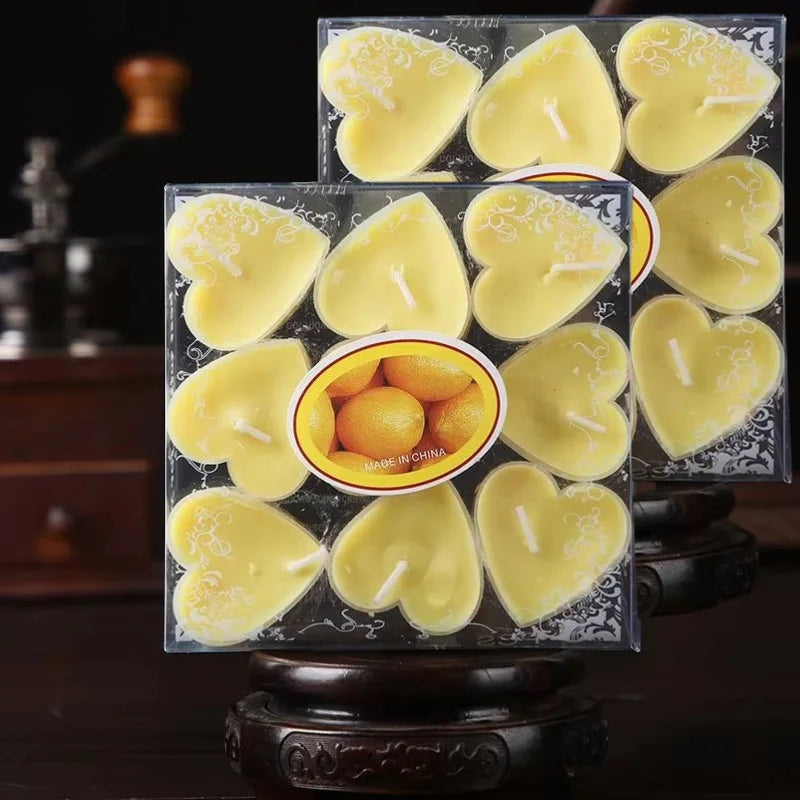 9pcs Heart-Shaped Scented Tea Candles Set
