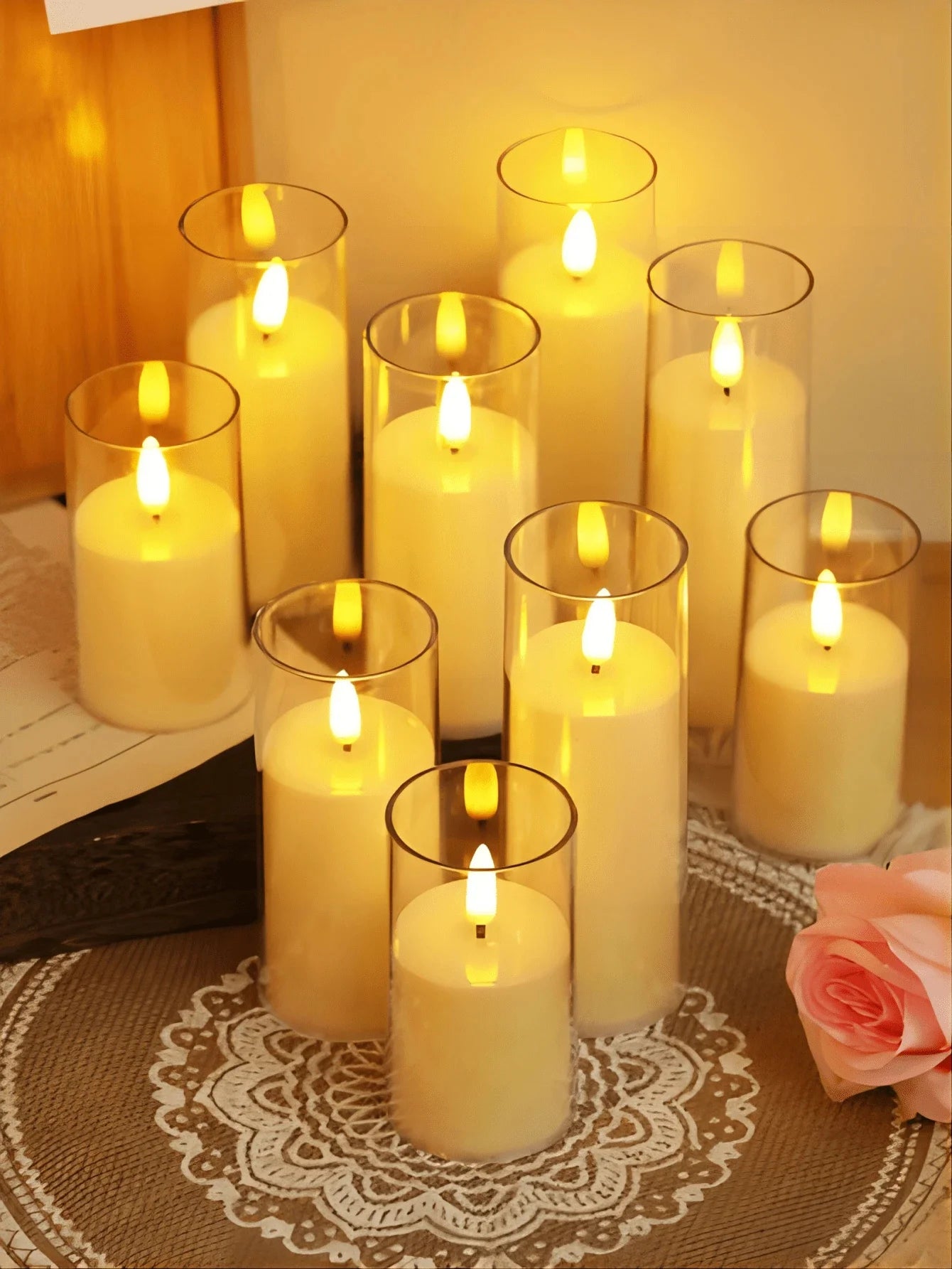 1/3/6Pcs Led Flameless Electric Candles Lamp Acrylic Glass Battery Flickering Fake Tealight Candle Bulk For Wedding Christmas
