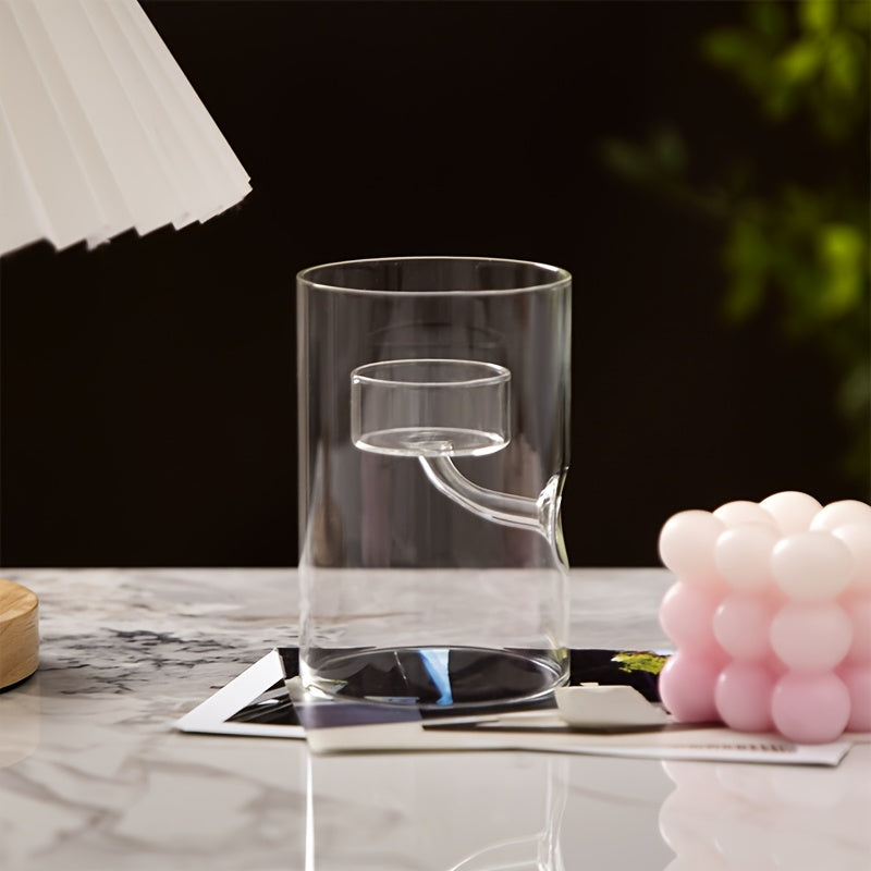 European Style Cylinder Hurricane Glass Candle Holder, Clear Glass Candlestick, European Cylindrical Decorative Hurricane Votive Storm Candlestick, Creative Home Decor Table Centerpiece