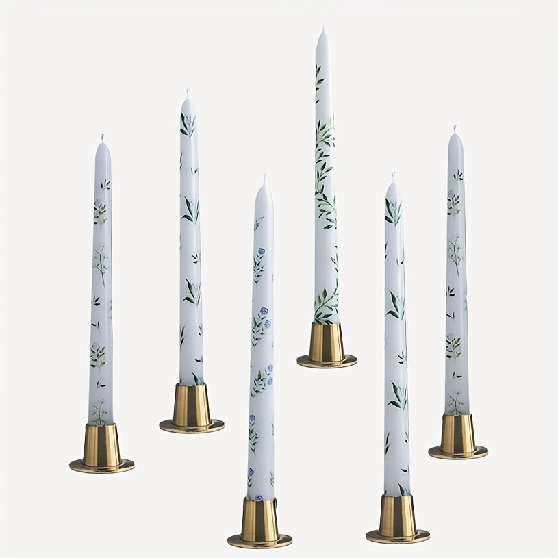 Long Stem Elegant Floral Print Wedding Candles - Tall Table Centerpieces for Wedding, Valentine's, Anniversary Decor