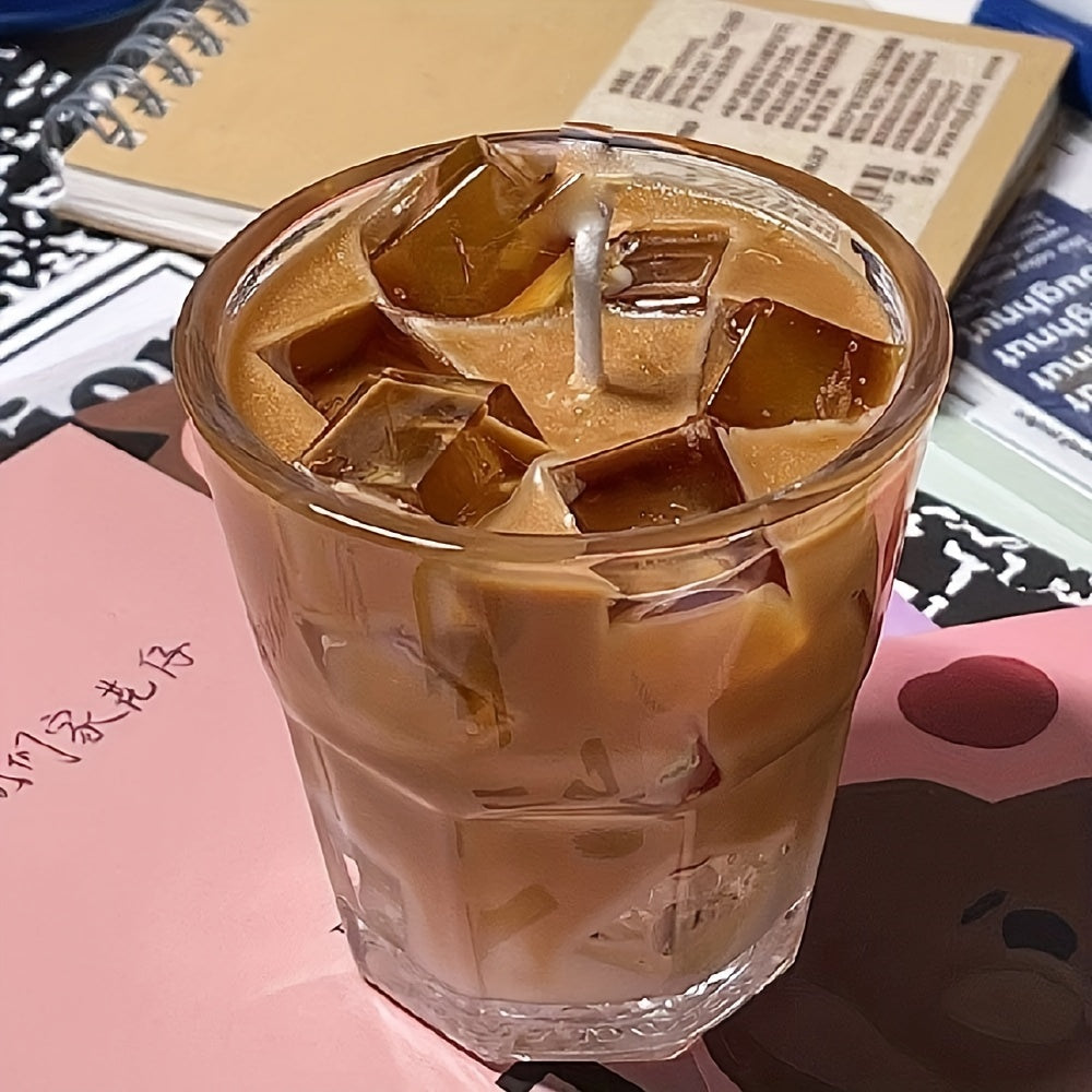 300g Soy Wax Coffee Scented Candle in Elegant Glass-Like Jar with Imitation Coffee Cup Design