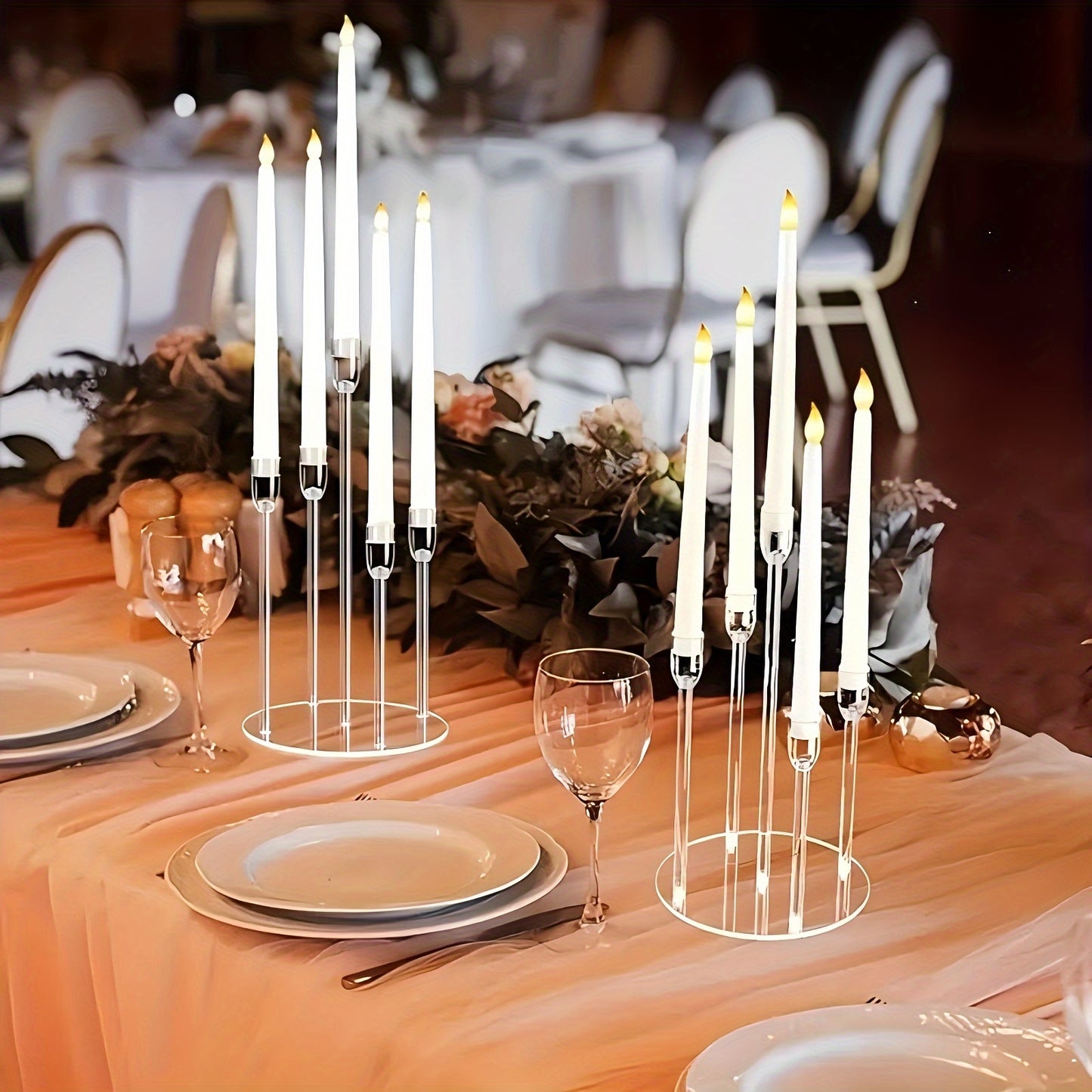 Set of 1/2/10 Acrylic Candle Holders with 5 Arms, Transparent Centerpieces for Wedding And Dining Table Decor, Suitable for Wedding And Party Decorations.