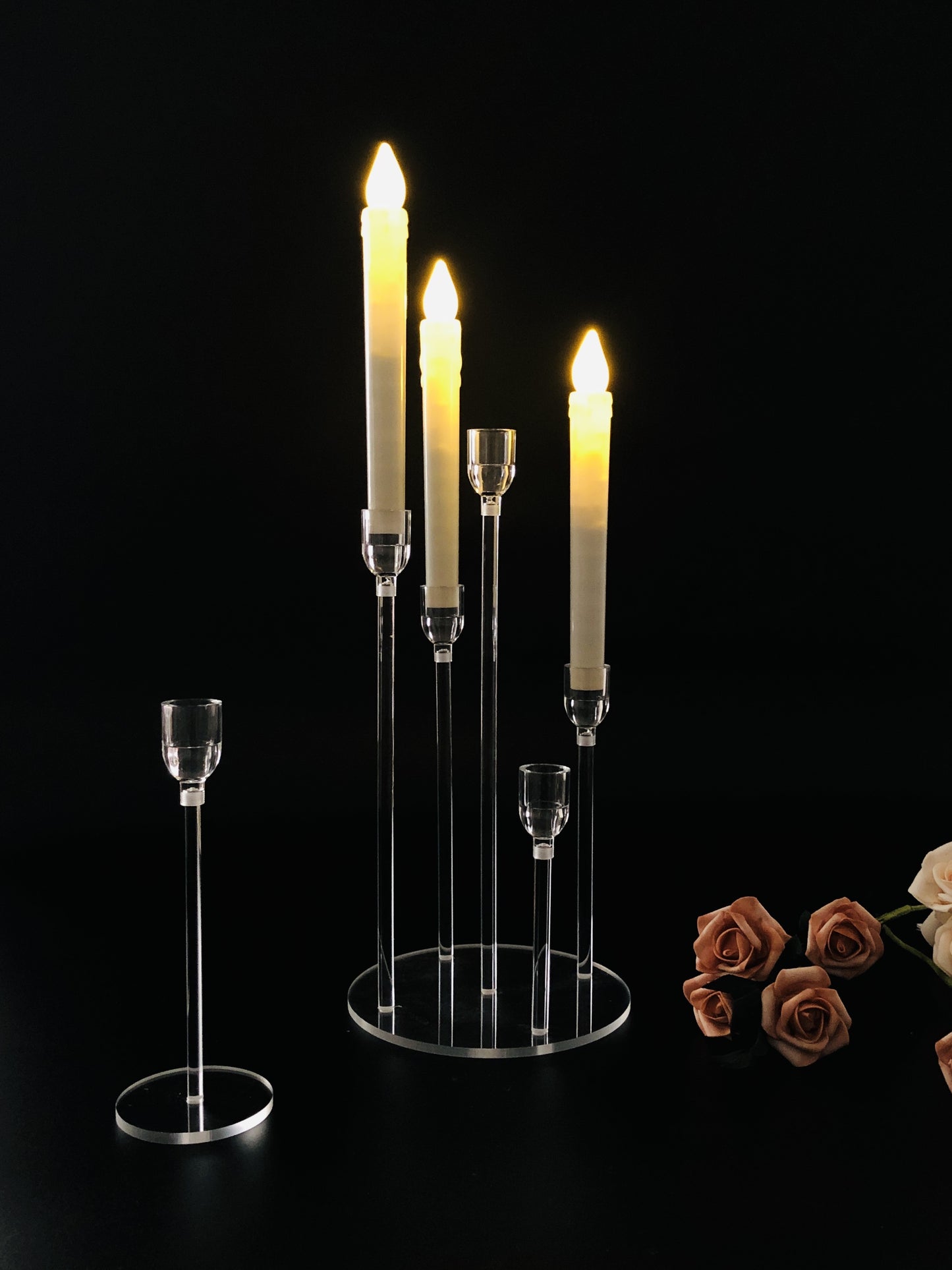 Set of 1/2/10 Acrylic Candle Holders with 5 Arms, Transparent Centerpieces for Wedding And Dining Table Decor, Suitable for Wedding And Party Decorations.