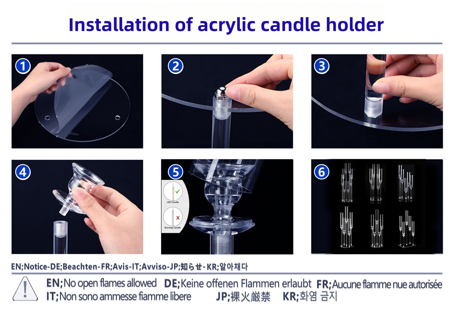 1pc Acrylic Candle Holder with 5 Armbs - Modern Tabletop Centerpiece for Weddings, Parties, Anniversaries & Holiday Decor