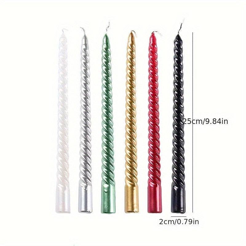 1pc of 4 10-Inch European Style Long Rod Colored Threaded Candlestick Candle Home Romantic Candlelight Dinner Decoration Wedding Birthday Candle