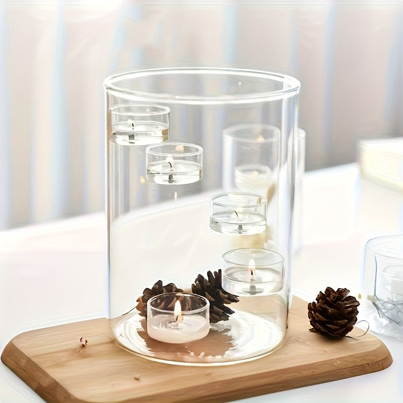 Extra Large Glass Candle Holder - Modern Centerpiece with Central Dome and Multi-Layer Design - Transparent Glass Column Suitable for Pillar Candles - Sturdy Base - Elegant Table Decor for Dinners, Weddings, Home Use - Windpr