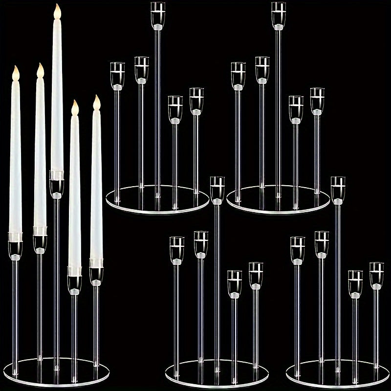 Set of 1/2/10 Acrylic Candle Holders with 5 Arms, Transparent Centerpieces for Wedding And Dining Table Decor, Suitable for Wedding And Party Decorations.