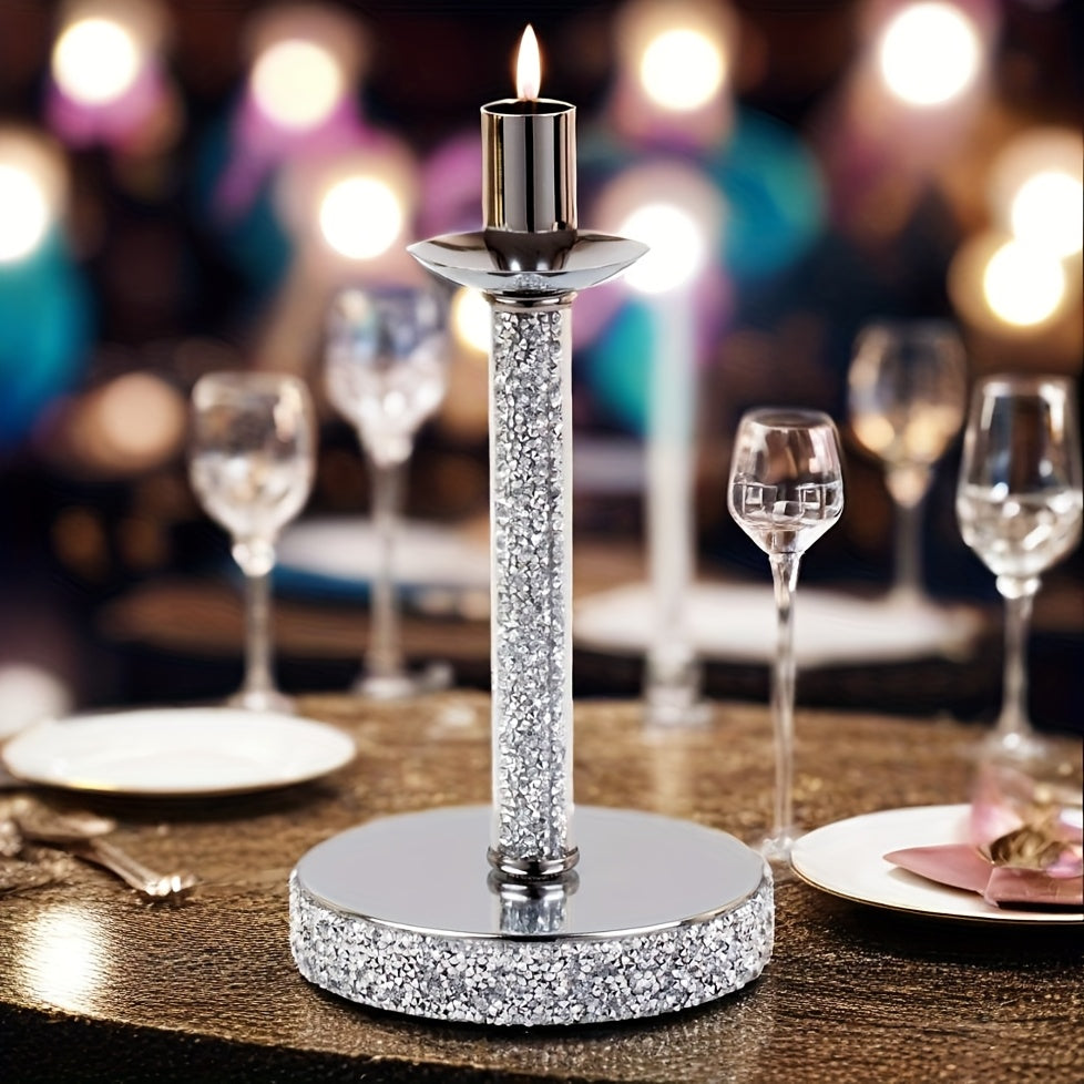Luxury 3-Arm Metal Candle Holder with Golden Glitter Accents - Oil-Rubbed Finish Tabletop Decor