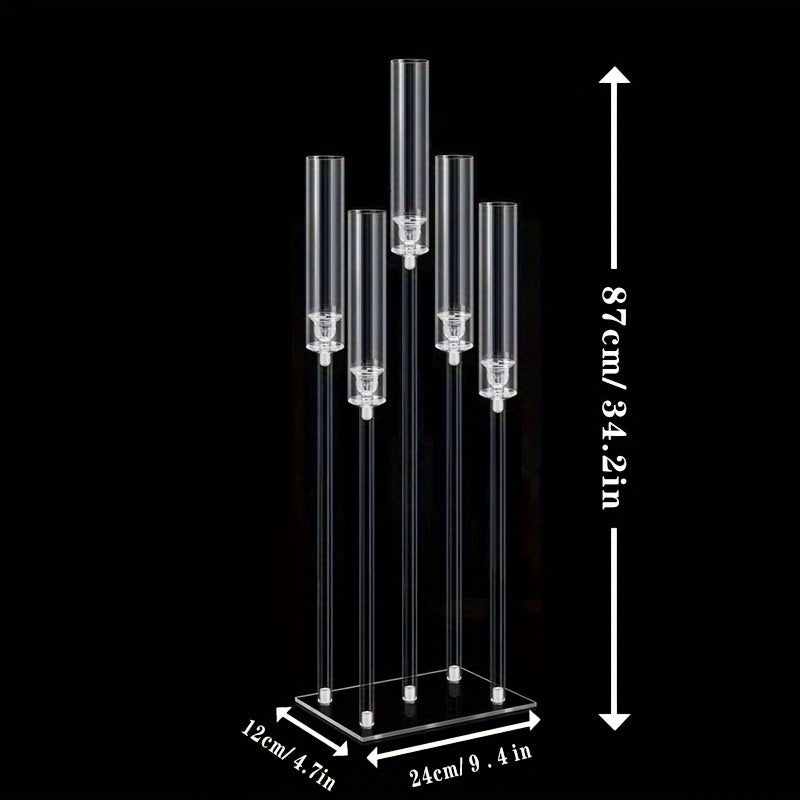 Elegant 5-Arm Square Acrylic Candle Holder - Perfect for Weddings, Valentine's Day, and Graduation Parties