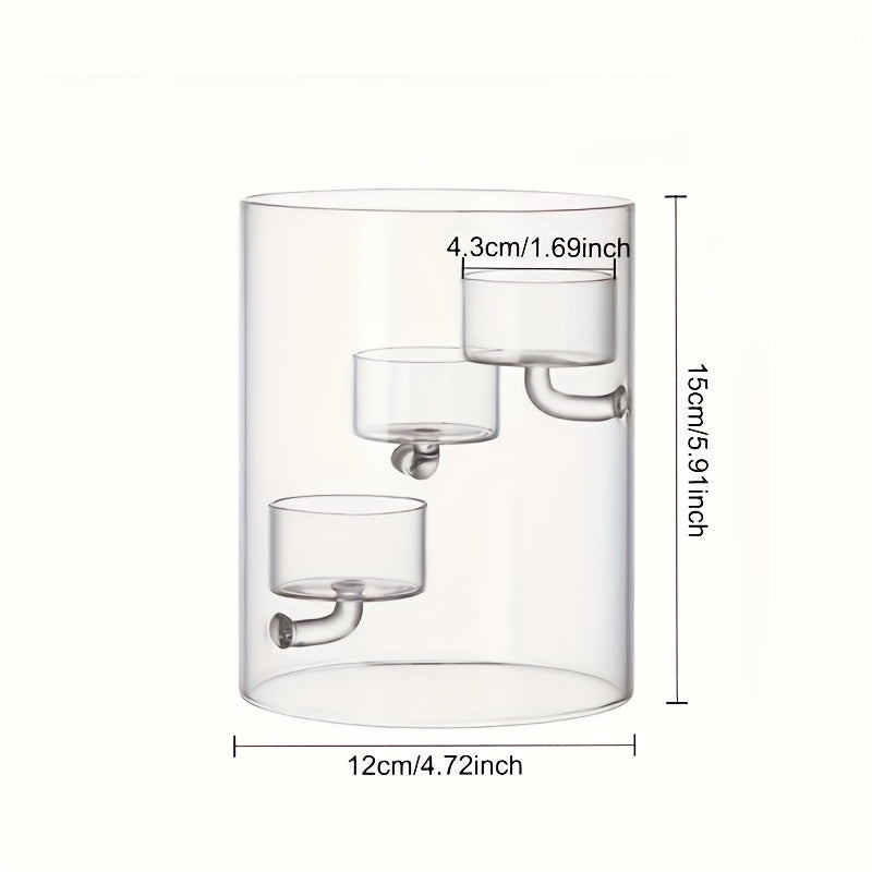 European Style Cylinder Hurricane Glass Candle Holder, Clear Glass Candlestick, European Cylindrical Decorative Hurricane Votive Storm Candlestick, Creative Home Decor Table Centerpiece