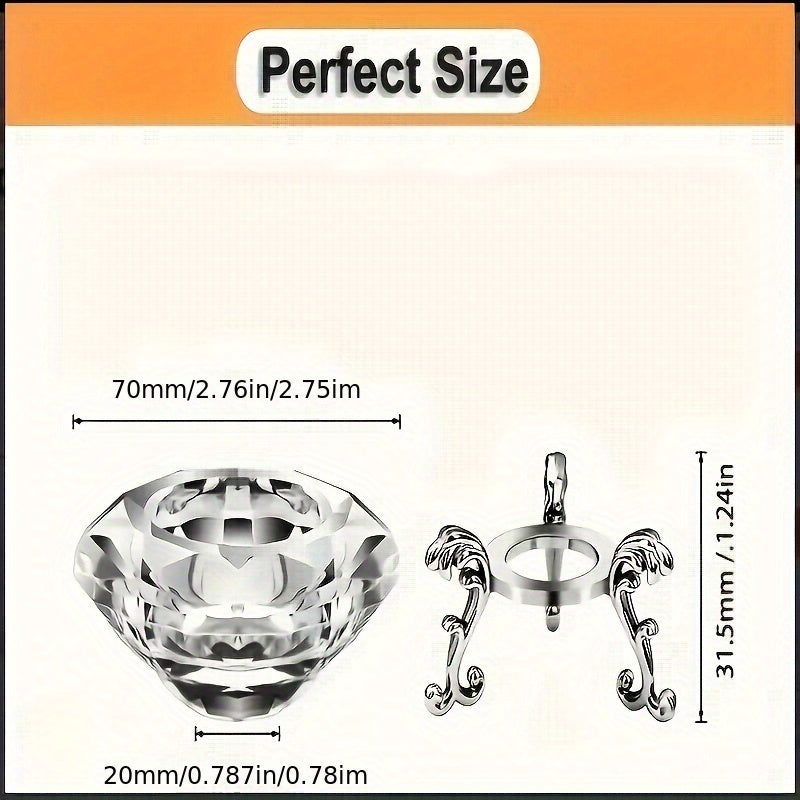 Elegant 2pcs K9 Crystal Diamond Candle Holder Set with Polished Metal Stand