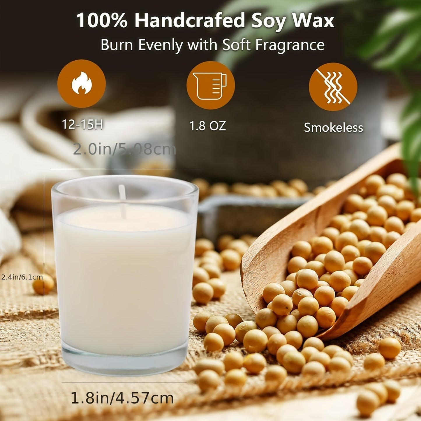 20-Pack Unscented Soy Wax Candles in Glass Holders for Home, Meditation, Yoga, Anniversaries, Pool, Shabbat, Weddings, Church, Seasonal Celebrations