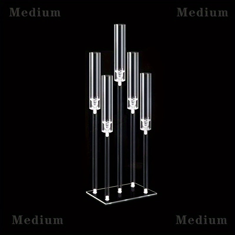 Elegant 5-Arm Square Acrylic Candle Holder - Perfect for Weddings, Valentine's Day, and Graduation Parties