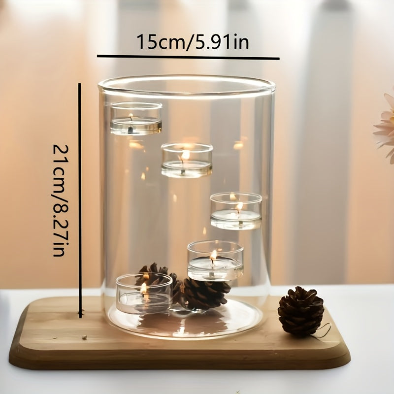 Extra Large Glass Candle Holder - Modern Centerpiece with Central Dome and Multi-Layer Design - Transparent Glass Column Suitable for Pillar Candles - Sturdy Base - Elegant Table Decor for Dinners, Weddings, Home Use - Windpr