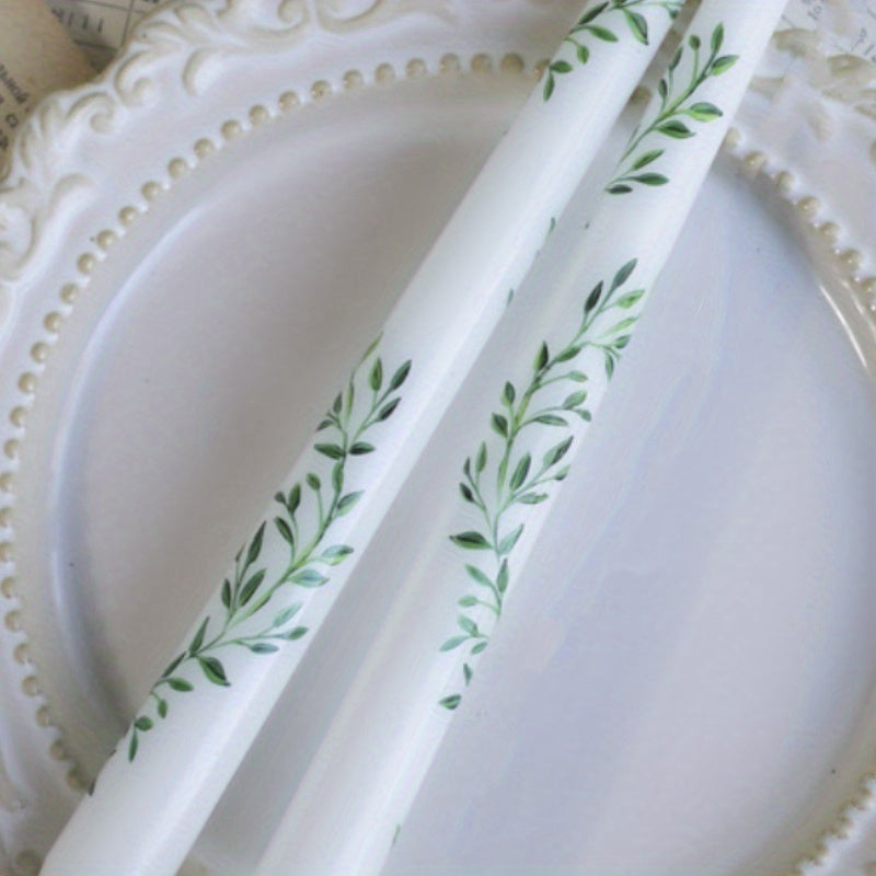 Long Stem Elegant Floral Print Wedding Candles - Tall Table Centerpieces for Wedding, Valentine's, Anniversary Decor