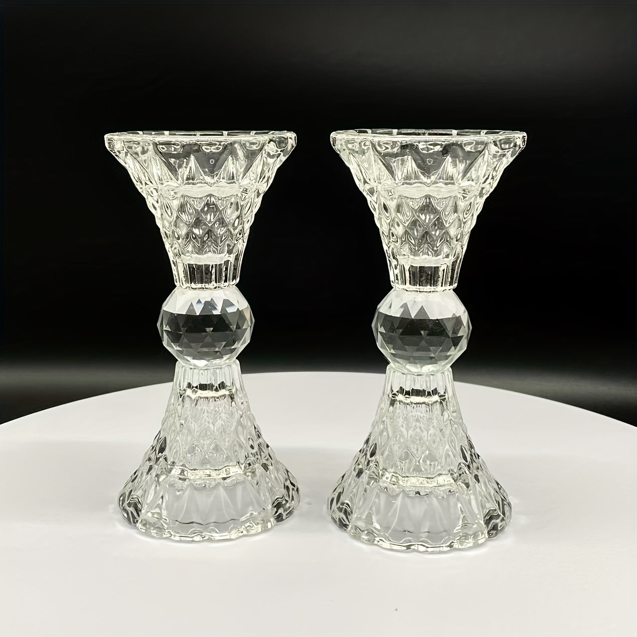 Crystal Glass Candle Holder Set Two-Piece Small Romantic Suitable for Holiday Decoration Table Ornaments