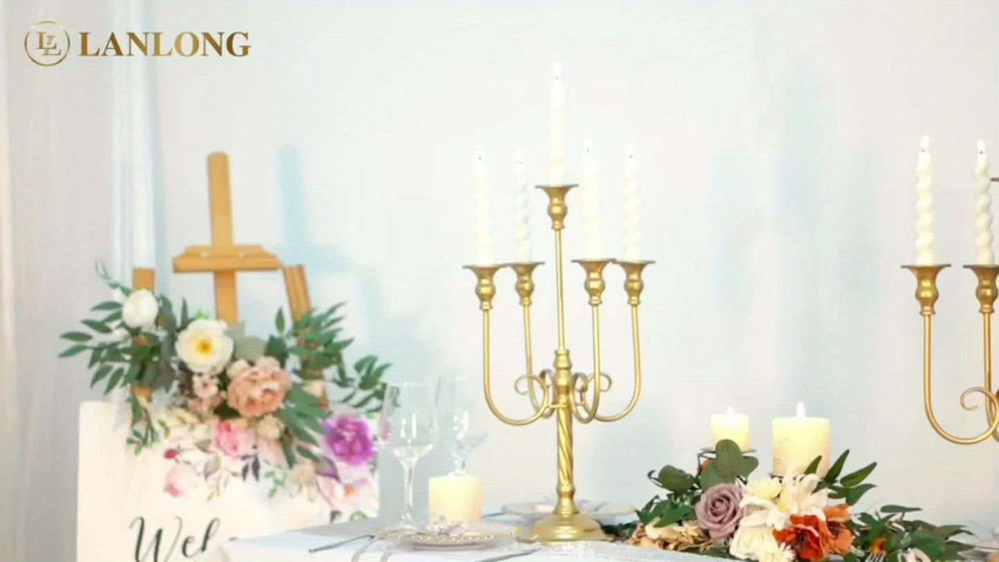 2pcs 50.04cm Gold Candelabra Centerpieces for Tables, Metal Tall Candle Holder for Taper Candles, 5 Arm Candlestick Holder for Wedding Centerpiece Decor Party Event Reception Decoration