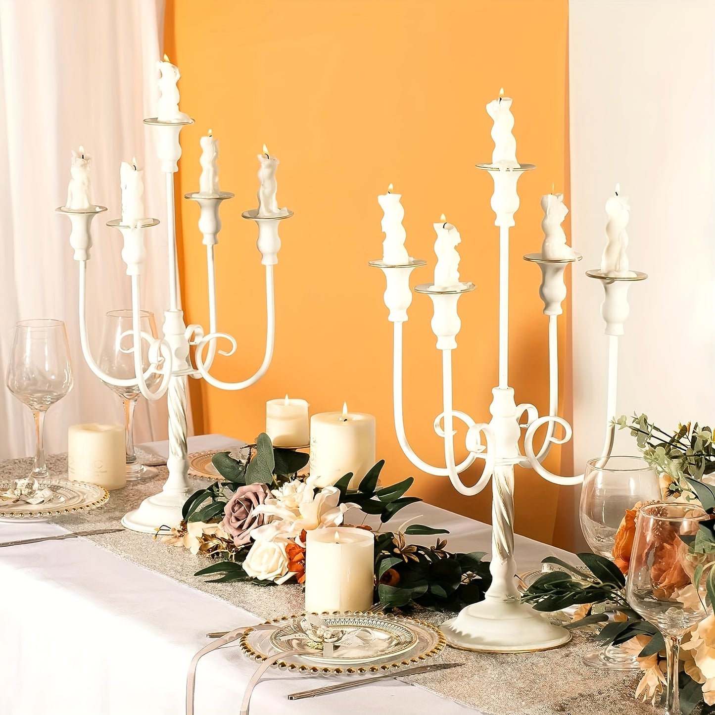 2pcs 50.04cm Gold Candelabra Centerpieces for Tables, Metal Tall Candle Holder for Taper Candles, 5 Arm Candlestick Holder for Wedding Centerpiece Decor Party Event Reception Decoration