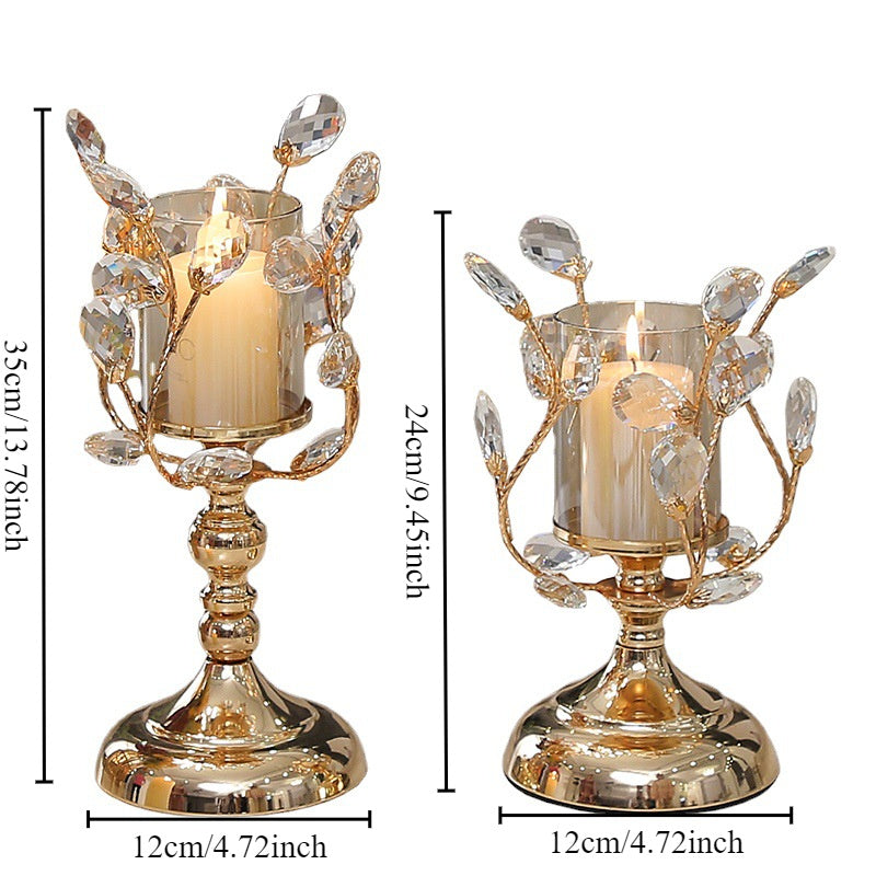 Elegant Metal Crystal Candle Holder, 1pc - Perfect for Tabletop Decor and Home Accents