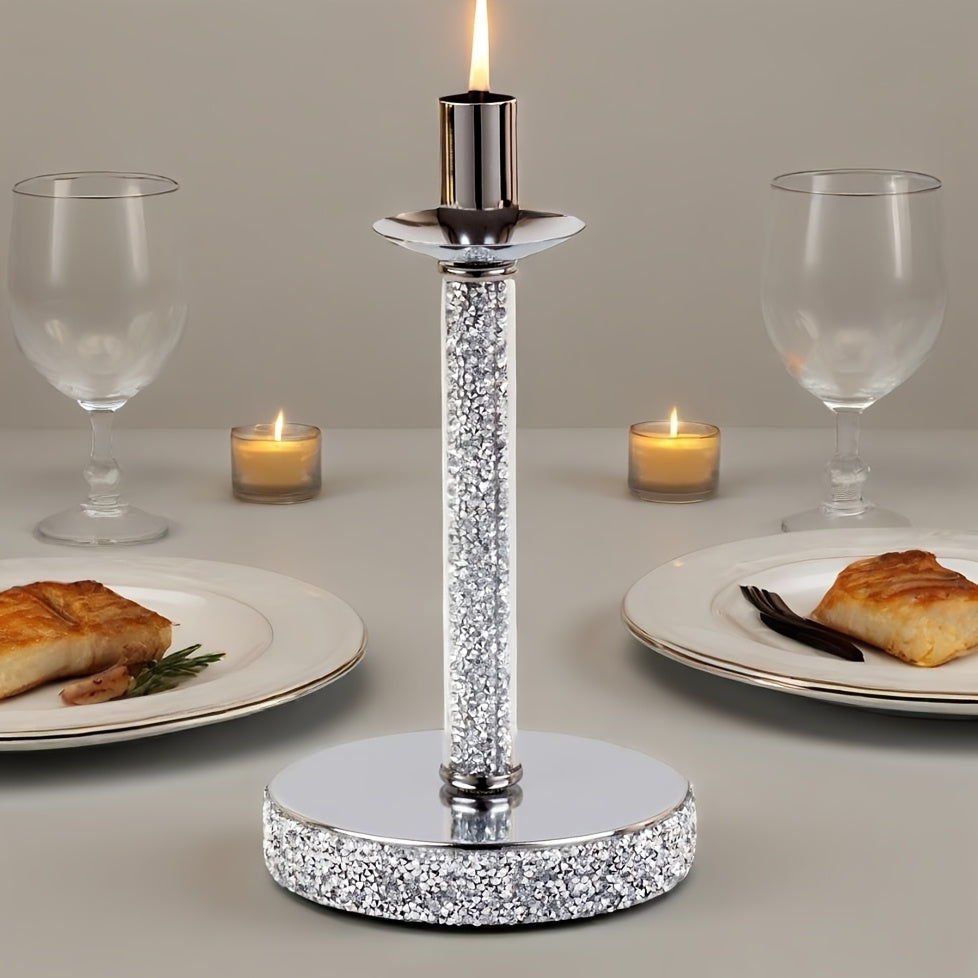 Luxury 3-Arm Metal Candle Holder with Golden Glitter Accents - Oil-Rubbed Finish Tabletop Decor