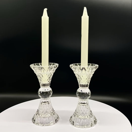 Crystal Glass Candle Holder Set Two-Piece Small Romantic Suitable for Holiday Decoration Table Ornaments