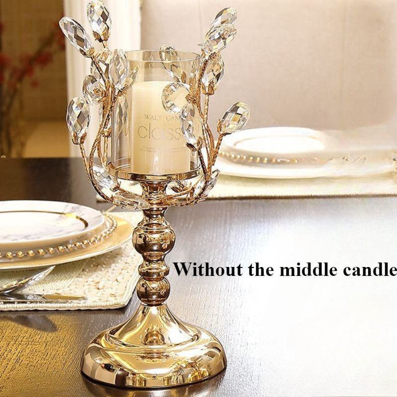 Elegant Metal Crystal Candle Holder, 1pc - Perfect for Tabletop Decor and Home Accents