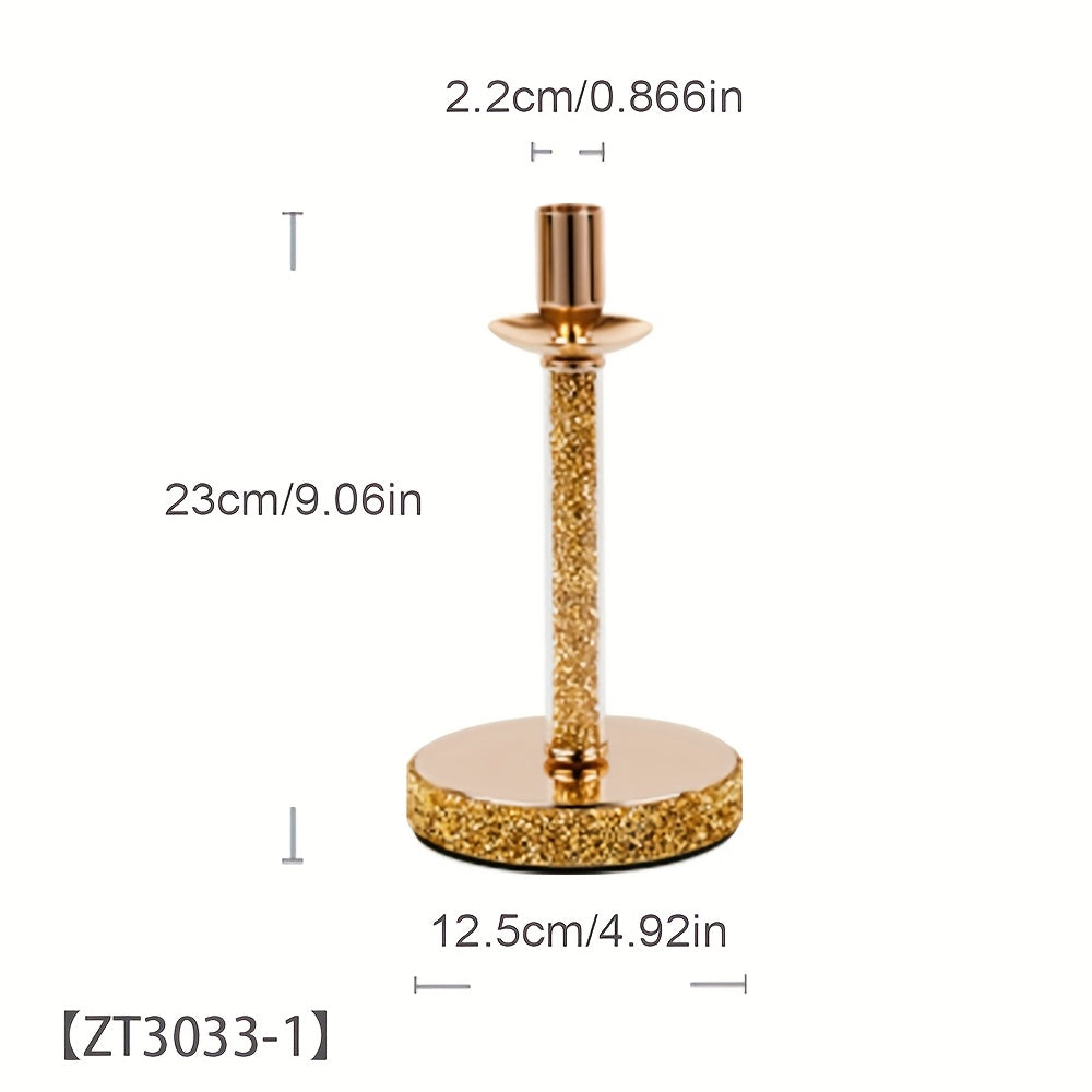 Luxury 3-Arm Metal Candle Holder with Golden Glitter Accents - Oil-Rubbed Finish Tabletop Decor