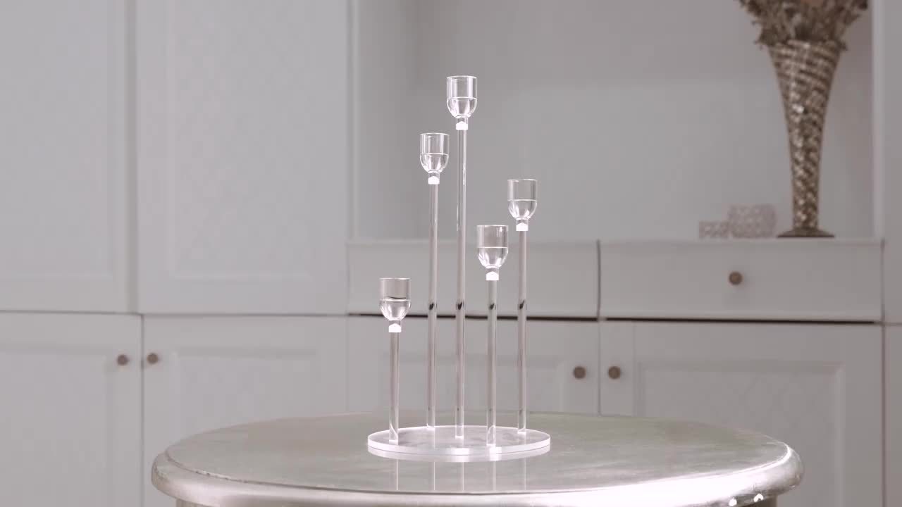 Set of 1/2/10 Acrylic Candle Holders with 5 Arms, Transparent Centerpieces for Wedding And Dining Table Decor, Suitable for Wedding And Party Decorations.