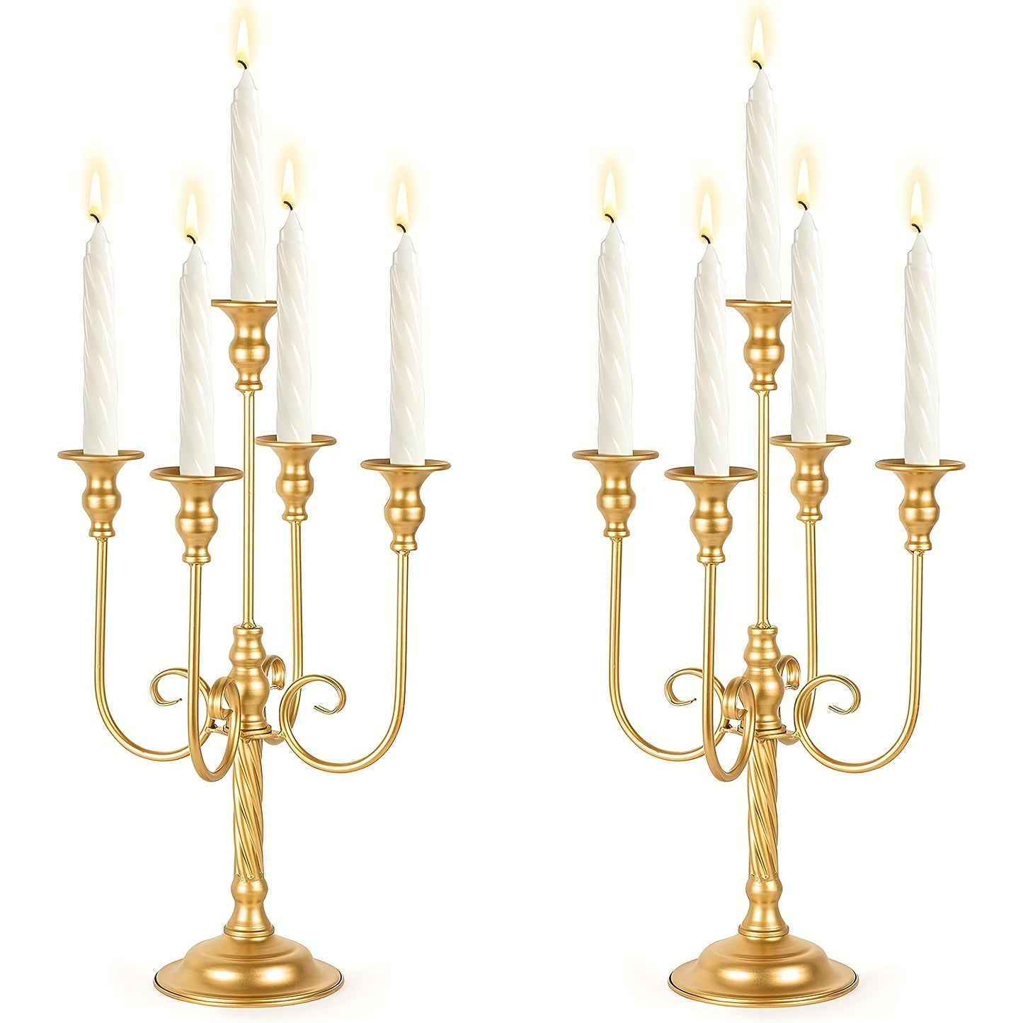 2pcs 50.04cm Gold Candelabra Centerpieces for Tables, Metal Tall Candle Holder for Taper Candles, 5 Arm Candlestick Holder for Wedding Centerpiece Decor Party Event Reception Decoration
