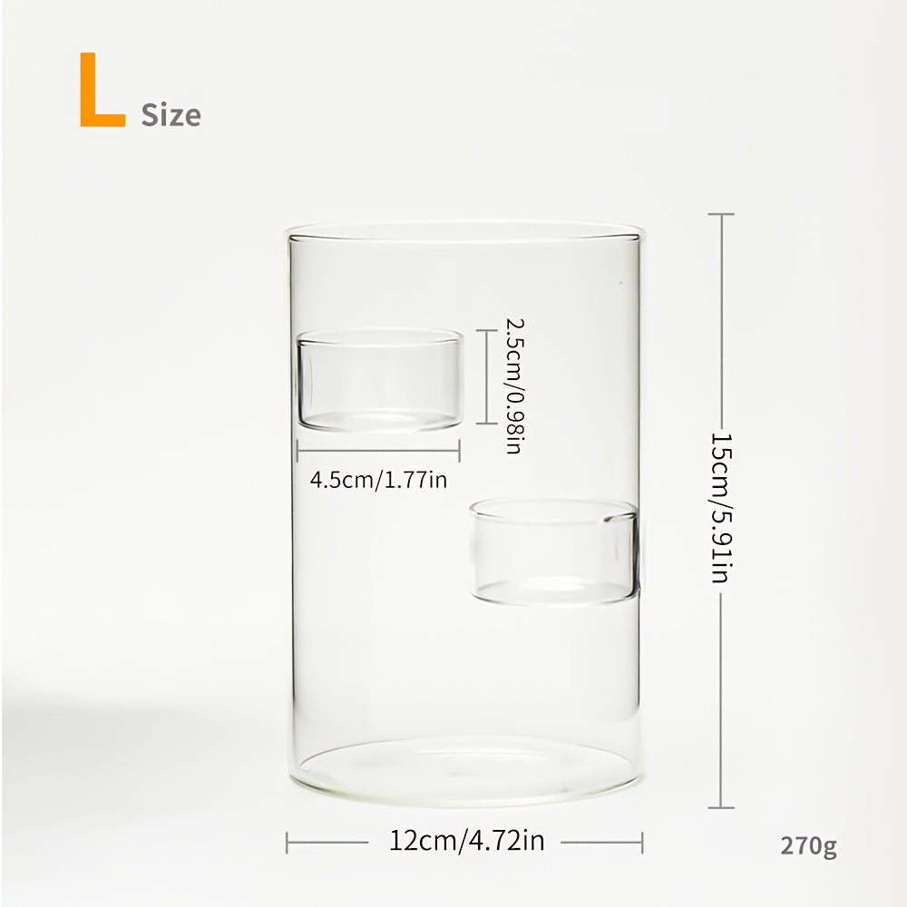 Cylinder Clear Glass Candle Holder - Modern Minimalist Table Centerpiece for Dining, Wedding, Anniversary Decor