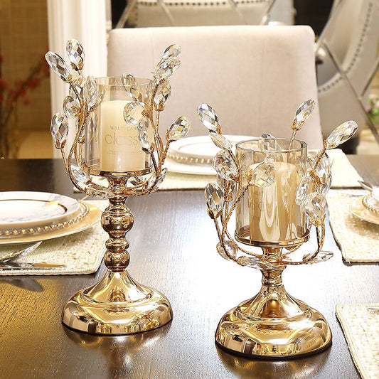 Elegant Metal Crystal Candle Holder, 1pc - Perfect for Tabletop Decor and Home Accents