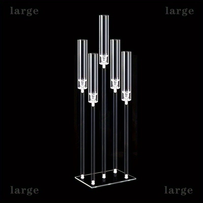Elegant 5-Arm Square Acrylic Candle Holder - Perfect for Weddings, Valentine's Day, and Graduation Parties