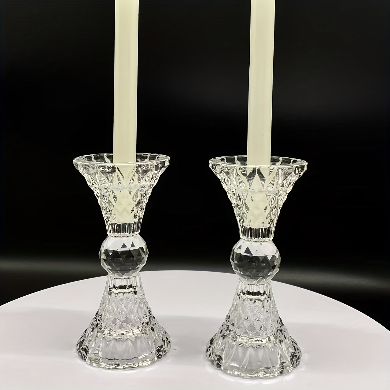 Crystal Glass Candle Holder Set Two-Piece Small Romantic Suitable for Holiday Decoration Table Ornaments