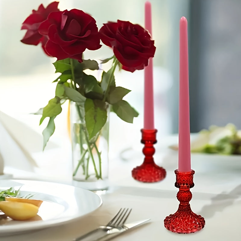 6pcs Elegant Polished Crystal Glass Candle Holders - Modern Tabletop Decor for Dining Room, Elegant Small Candle Holders with Decorative Accents, Candle Holders for Home Decor